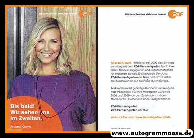 Autogramm TV | ZDF | Andrea KIEWEL | 2010er "Fernsehgarten On Tour" (Portrait Color)