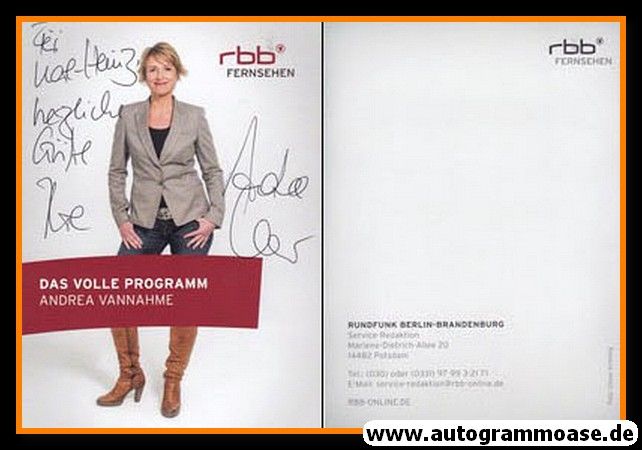 Autogramm TV | RBB | Andrea VANNAHME | 2010er (Portrait Color)