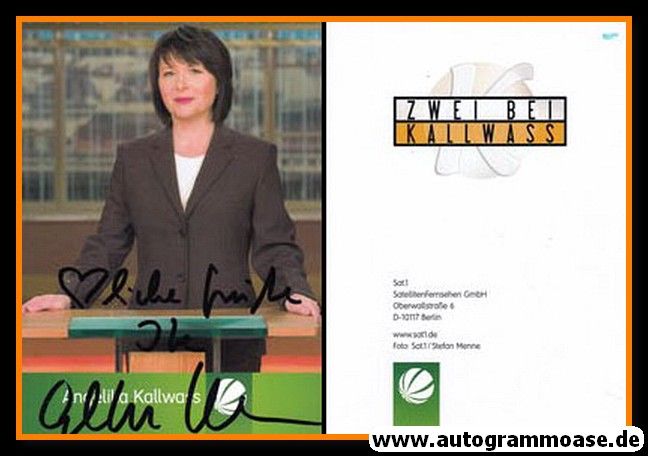 Autogramm TV | SAT1 | Angelika KALLWASS | 2000er "Zwei Bei Kallwass" grün