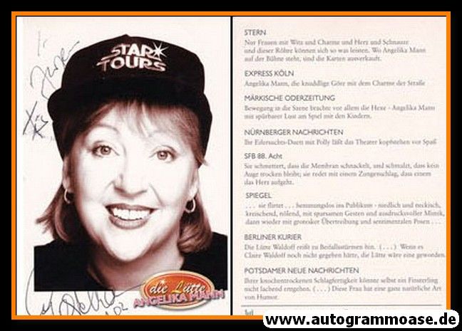 Autogramm Schlager | Angelika MANN | 2000er (Portrait SW) Die Lütte