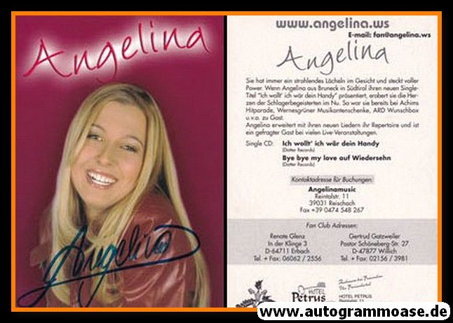 Autogramm Schlager | Brigitte AICHNER (Angelina) | 2001 "Ich Wollt Ich Wär Dein Handy"