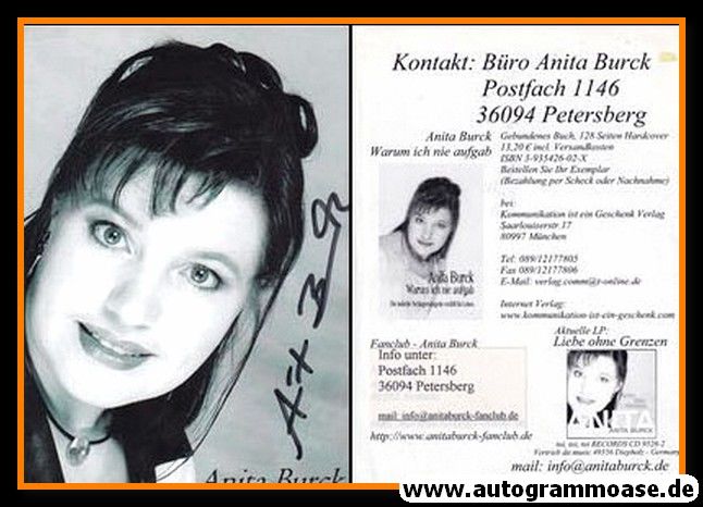 Autogramm Schlager | Anita BURCK | 2002 "Liebe Ohne Grenzen"
