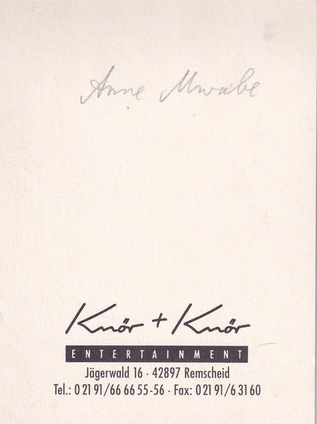 Autogramm Schauspieler | Anne MWABE | 1990er (Portrait Color) Knör