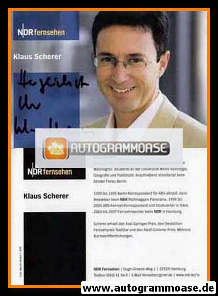 Autogramm TV | NDR | Klaus SCHERER | 2000er (Portrait Color) Wolter