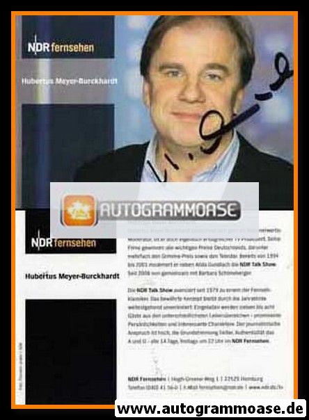 Autogramm TV | NDR | Hubertus MEYER-BURCKHARDT | 2000er "NDR Talk Show" (Jander)