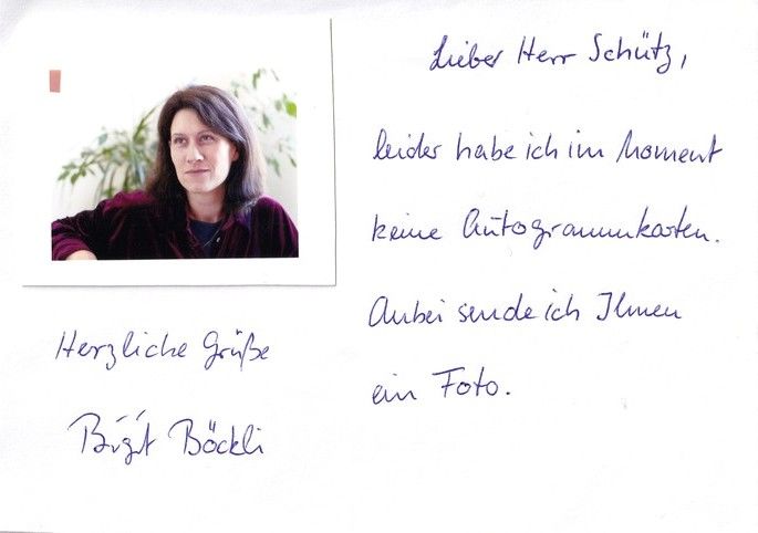 Autogramm Literatur | Birgit BÖCKLI (Brief + Foto)