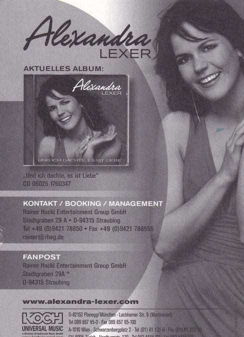 Autogramm Schlager | Alexandra LEXER | 2008 "Und Ich Dachte Es Ist Liebe" (Koch)