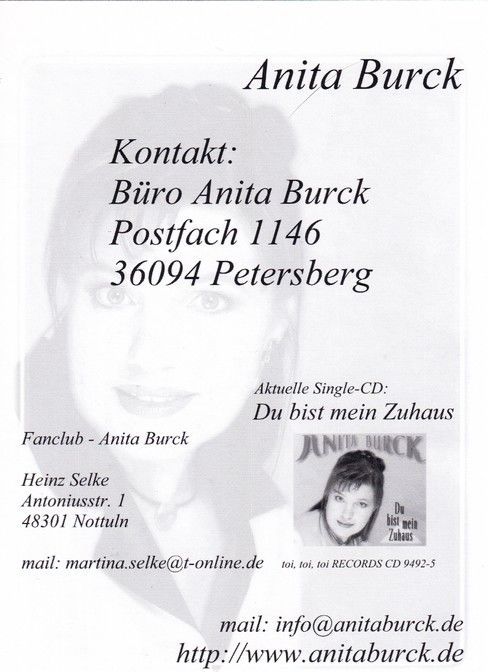 Autogramm Schlager | Anita BURCK | 2008 "Du Bist Mein Zuhaus"
