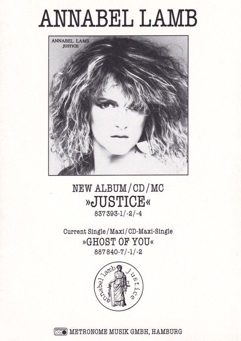 Autogramm Pop (UK) | Annabel LAMB | 1988 "Justice" (Metronome)