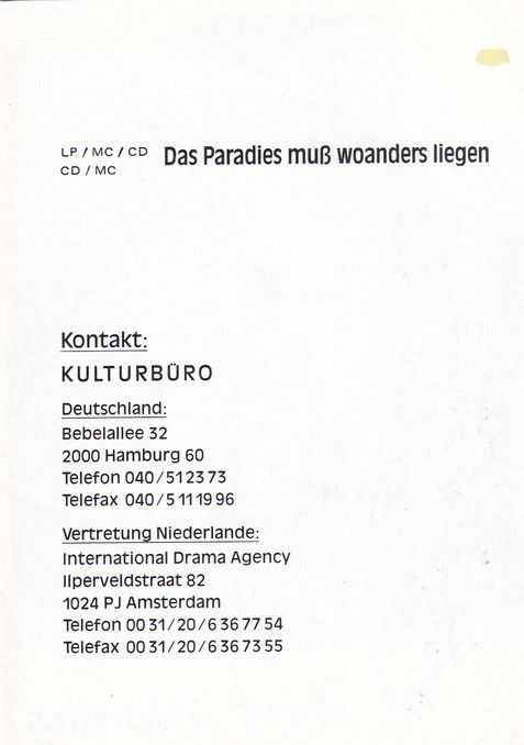 Autogramm Schlager | Anne SCHÖNING | 1990 "Das Paradies Muss Woanders Liegen"