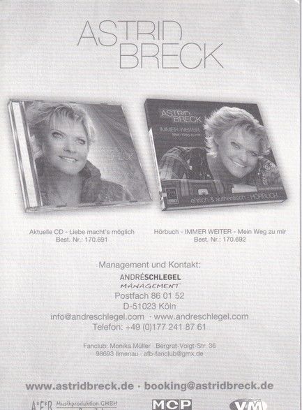 Autogramm Schlager | Astrid BRECK | 2011 "Liebe Machts Möglich"