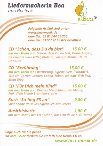 Autogramm Schlager | BEA (Beate Schulz) | 2006 (Portrait Color)