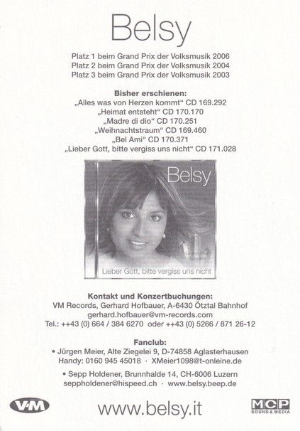Autogramm Volksmusik | BELSY | 2007 "Lieber Gott" (VM MCP)