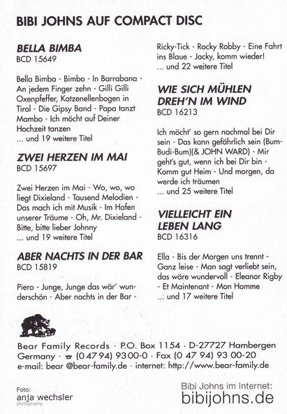 Autogramm Schlager | Bibi JOHNS | 2000er (Portrait Color Diskografie) Bear 2