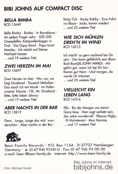Autogramm Schlager | Bibi JOHNS | 2000er (Portrait Color Diskografie) Bear 3