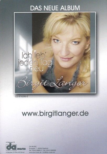 Autogramm Schlager | Birgit LANGER | 2012 "Ich Leb Jeden Tag Neu" (DA Music)