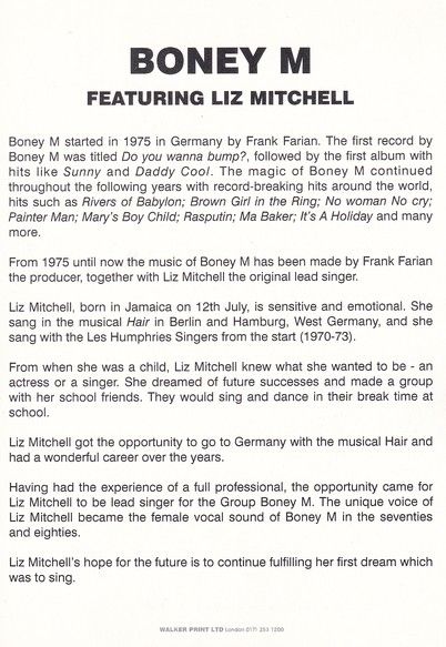 Autogramm Pop (UK) | BONEY M. | 1970er (Portrait Color) + AG Liz Mitchell