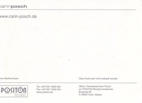 Autogramm Schlager | Carin POSCH | 1990er (Portrait Color Positon)