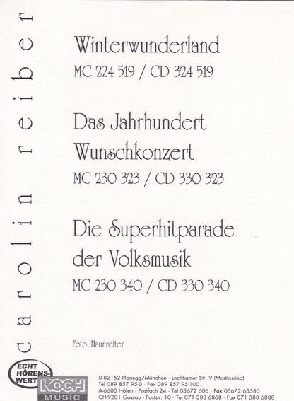 Autogramm TV / Volksmusik | Carolin REIBER | 2000 "Super-Hitparade" (Koch)