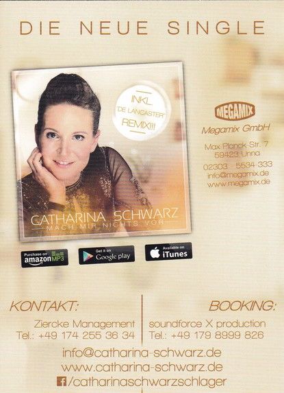 Autogramm Schlager | Catharina SCHWARZ | 2018 "Mach Mir Nichts Vor" (Portrait Color Megamix)