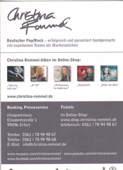Autogramm Rock | Christina ROMMEL | 2011 "Blick Von Oben" (Sony)