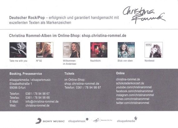 Autogramm Rock | Christina ROMMEL | 2015 "Nordwest" (Sony)