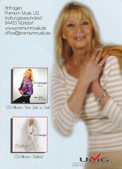 Autogramm Schlager | Cindy BERGER | 2008 "Von Zeit Zu Zeit" (UMG)