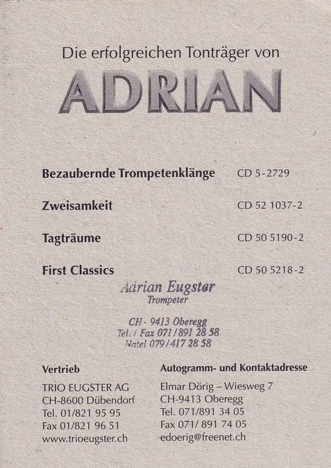 Autogramm Instrumental (Trompete) | ADRIAN | 1990er (Portrait Color) Trio