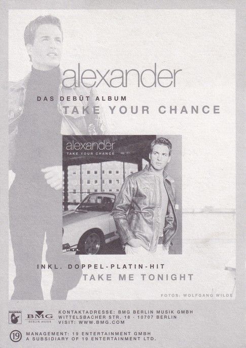 Autogramm Pop | Alexander KLAWS | 2003 "Take Your Chance" (Portrait Color) Hansa BMG