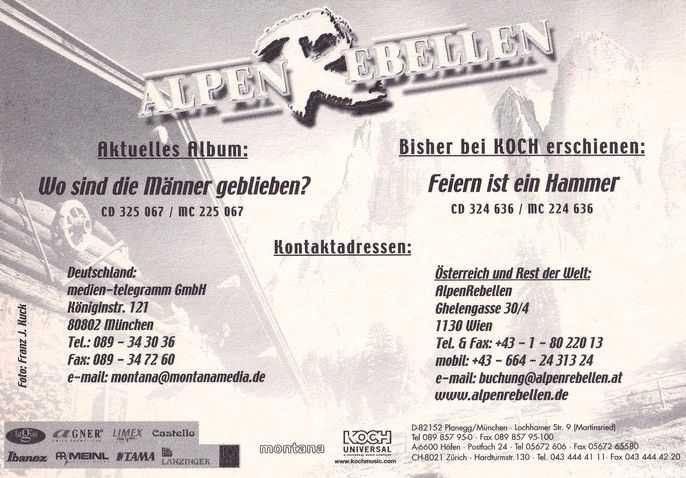 Autogramme Schlager | ALPENREBELLEN | 2002 "Wo Sind Die Männer" (Koch)