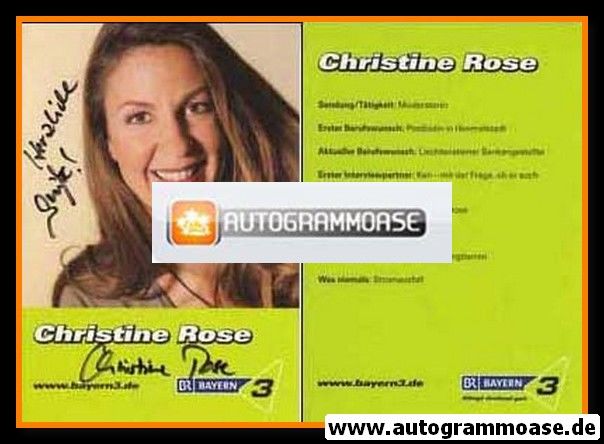 Autogramm Radio | BR Bayern 3 | Christine ROSE | 2010er (Portrait Color) 1