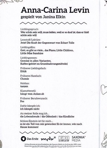 Autogramm TV | ARD | Anna-Carina LEVIN | 2010er "Schloss Einstein"