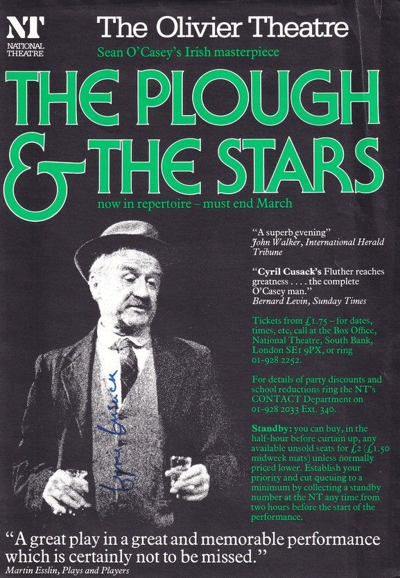 Autogramm Film (Irland) | Cyril CUSACK | 1977 "Plough + Stars" Flyer