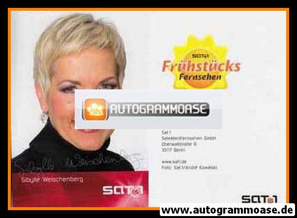 Autogramm TV | SAT1 | Sibylle WEISCHENBERG | 2000er Druck "Frühstücksfernsehen" (Portrait Color Kowalski)