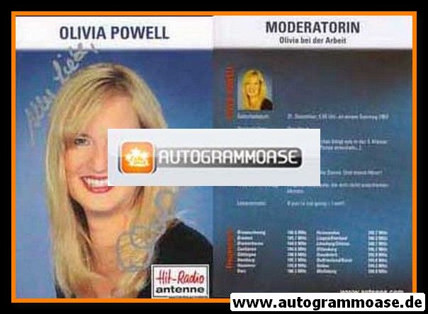 Autogramm Radio | Antenne Niedersachsen | Olivia POWELL | 2000er "Olivia Bei Der Arbeit"