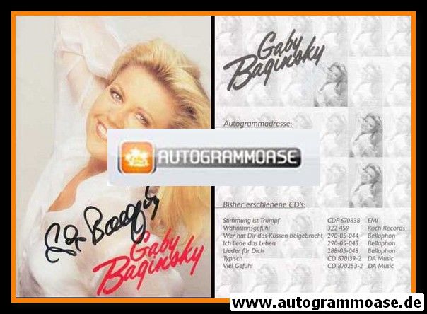 Autogramm Schlager | Gaby BAGINSKY | 1998 "Viel Gefühl"