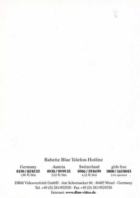 Autogramm Erotik | BABETTE BLUE | 1990er (Portrait Color) DBM