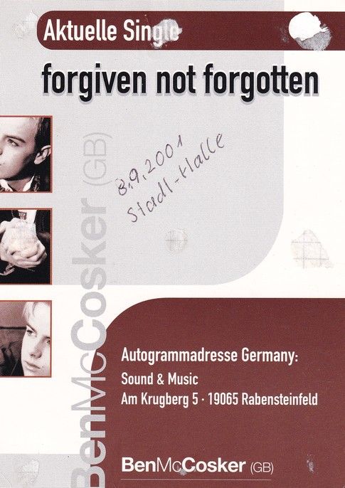 Autogramm Pop (UK) | Ben McCOSKER | 2001 "Forgiven Not Forgotten"