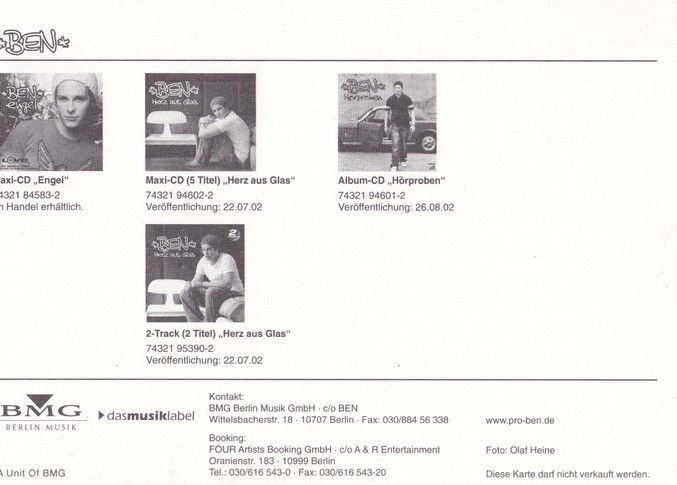 Autogramm Pop | BEN | 2002 "Hörproben" (Portrait Color BMG)