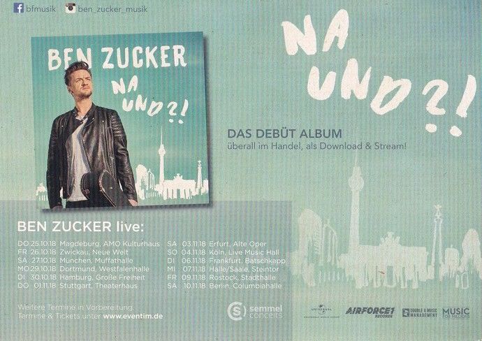 Autogramm Schlager | Ben ZUCKER | 2019 "Na Und"