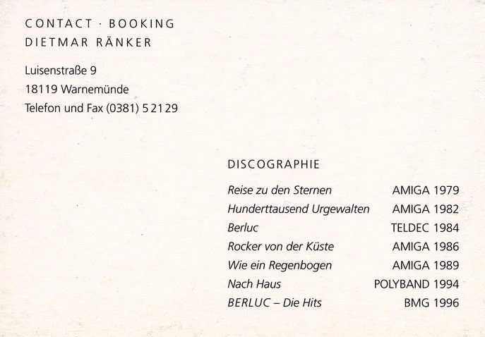 Autogramme Rock | BERLUC | 1996 "Die Hits" (Konzert DDR)
