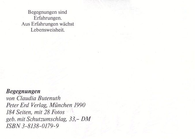Autogramm Schauspieler | Claudia BUTENUTH | 1990 (Portrait SW) Begegnungen