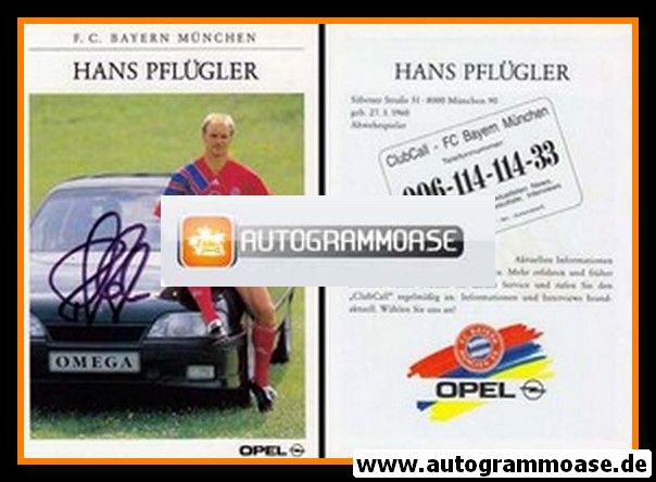 Autogramm Fussball | FC Bayern München | 1991 | Hans PFLÜGLER