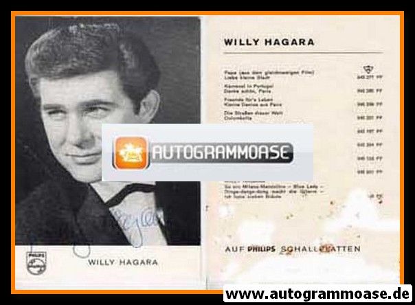 Autogramm Schlager | Willy HAGARA | 1960er (Portrait SW) Philips