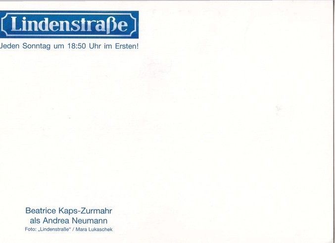 Autogramm TV | ARD | Beatrice KAPS-ZURMAHR | 2000er "Lindenstrasse" Lukaschek