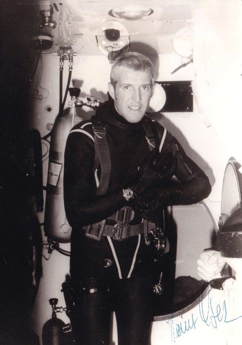 Autogramm Tauchen | XXX Heinz Leger | 1970er Foto (Portrait SW XL)