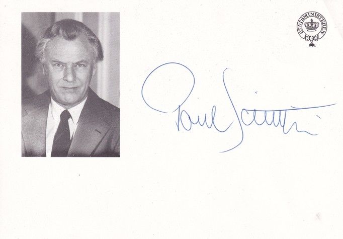 Autogramm Politik | Dänemark | Poul SCHLÜTER | Präsident 1982-1993 | 1990er (Portrait SW XL)