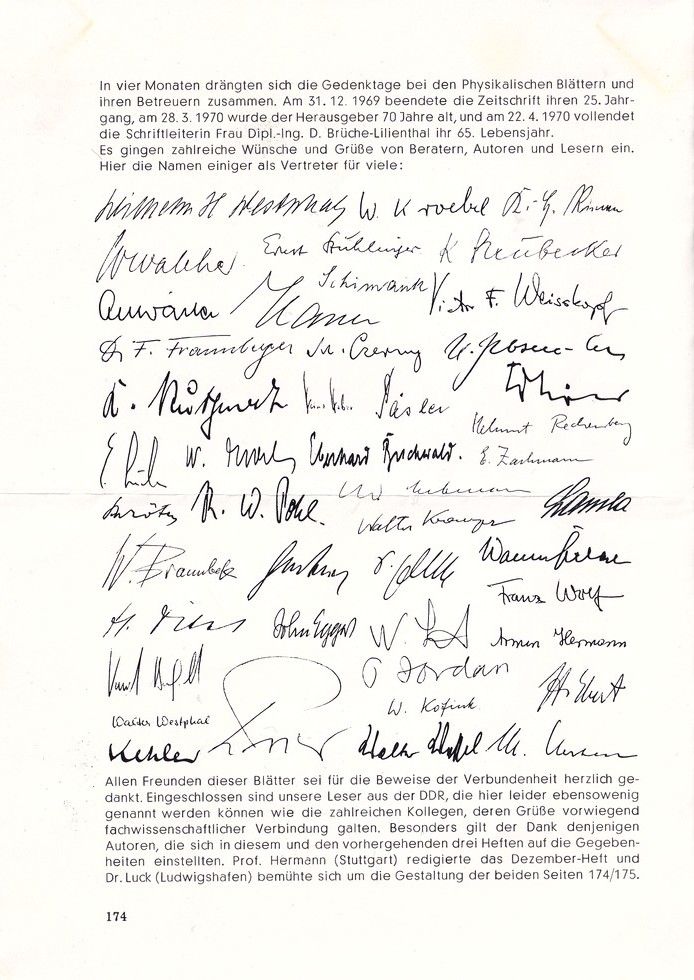 Autogramm Wissenschaft | Ernst BRÜCHE | 1970 (Portrait SW) Broschüre