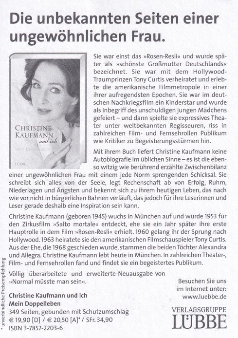 Autogramm Schauspieler | Christine KAUFMANN | 2005 (Portrait Color) Lübbe