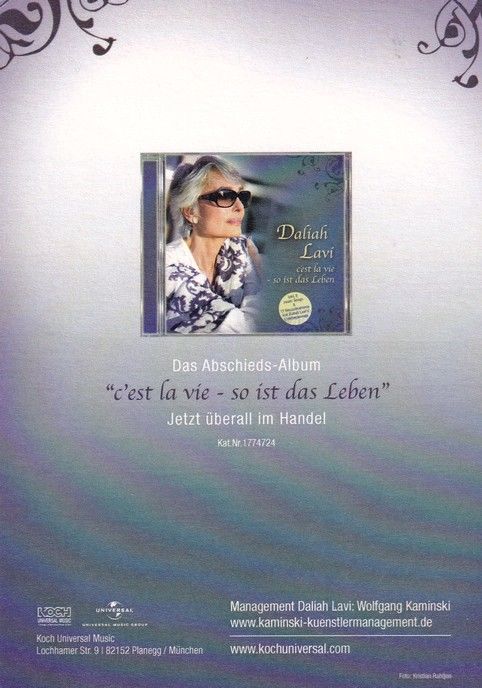 Autogramm Schlager | Daliah LAVI | 2008 "C´est La Vie" (Koch)
